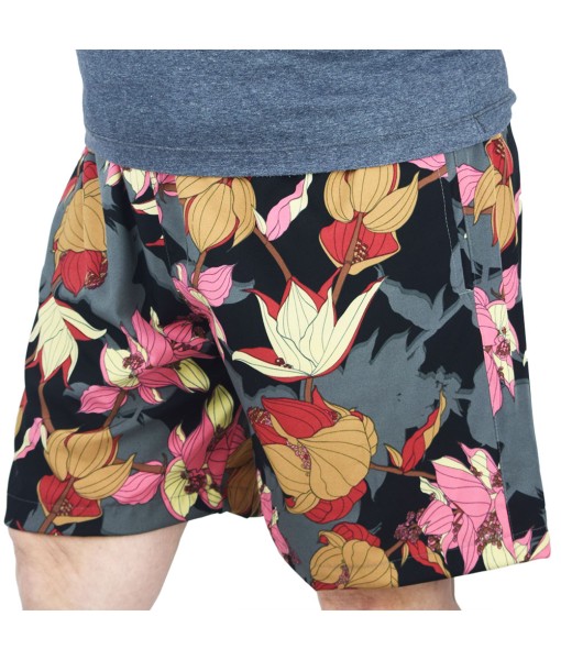 Short Estampado Tactel Elastano Extra Grande Plus Size flor Preto Cinza